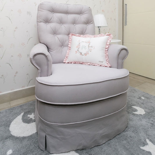 Poltrona de Amamentação Master Giro Balanço e Puff - Cinza
