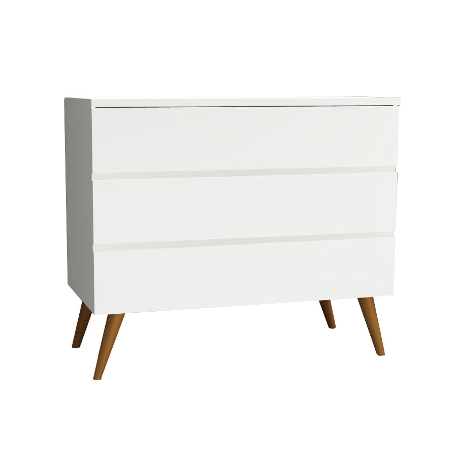 Cômoda de Bebê Viena Branco com Pé Mel