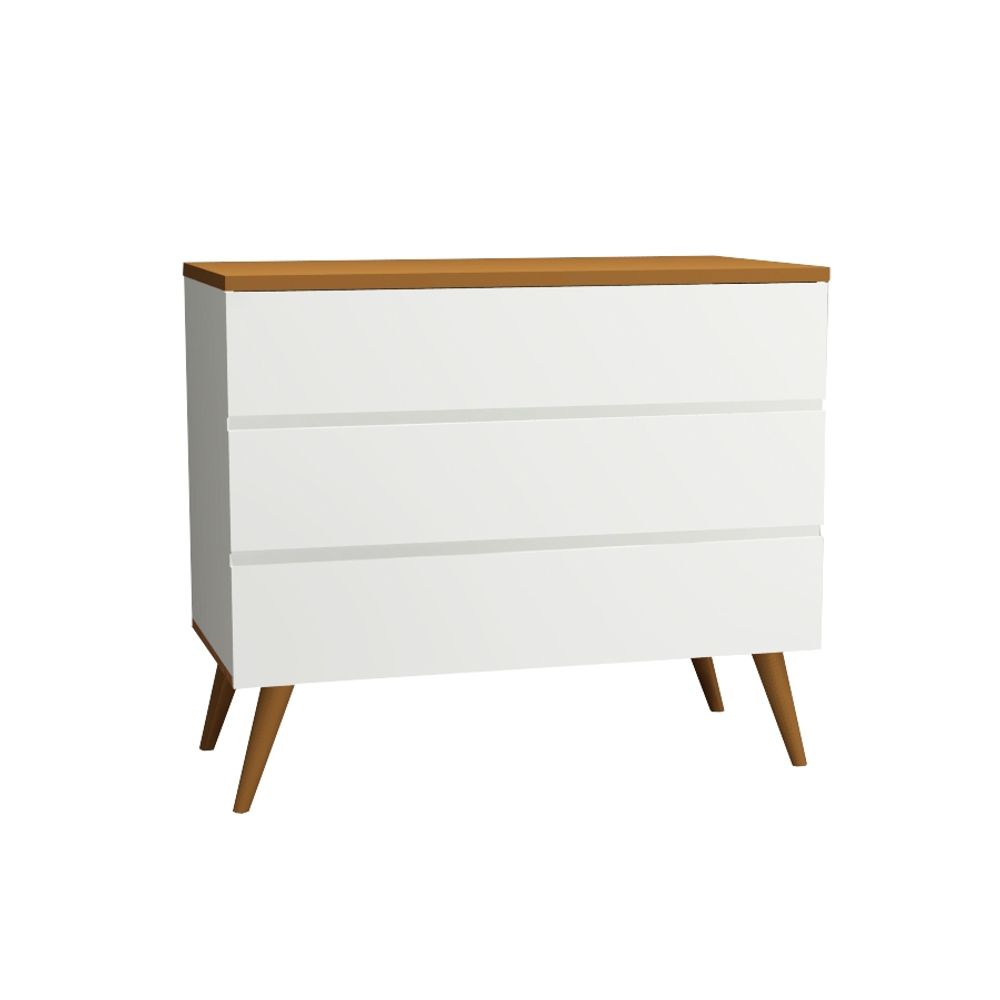 Cômoda de Bebê Viena Branco com Pé e Tampo Mel