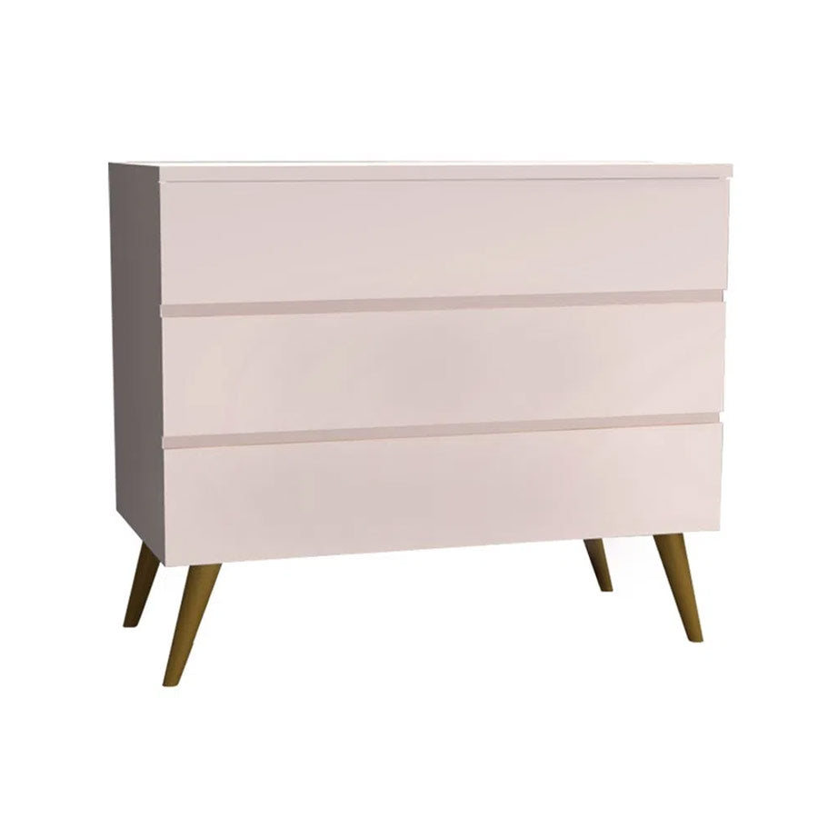 Cômoda de Bebê Viena Rosa Claro com Pé Mel