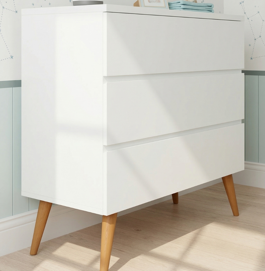 Cômoda de Bebê Viena Greige com Pé Mel