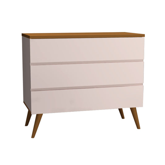 Cômoda de Bebê Viena Rosa Claro com Pé e Tampo Mel