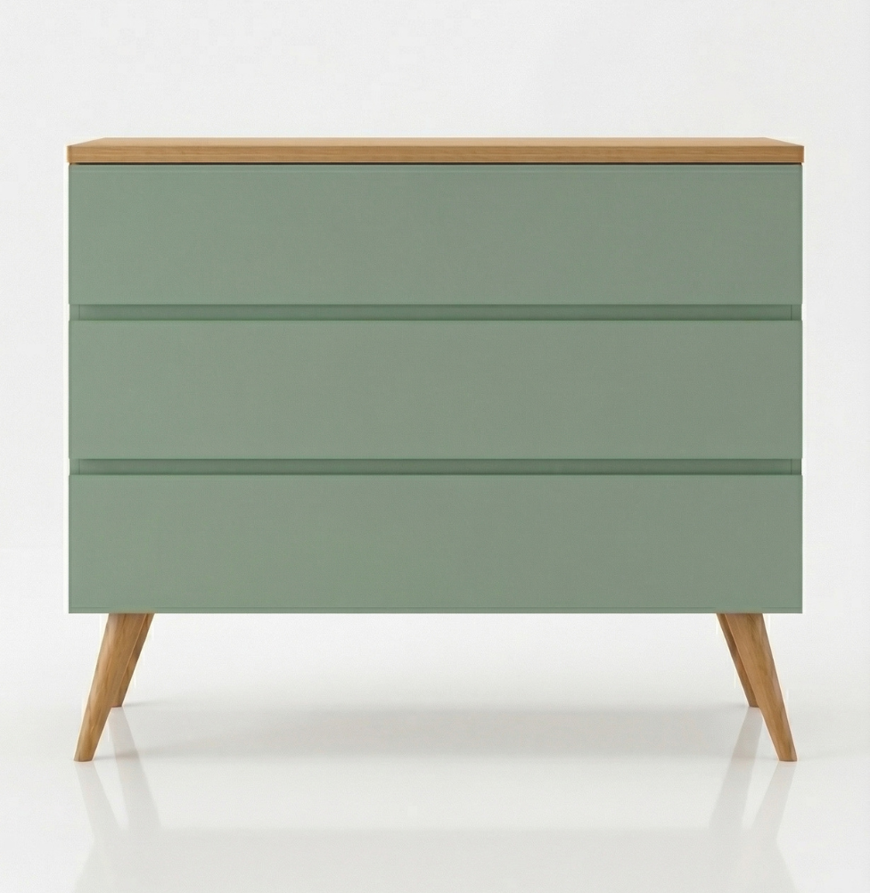 Cômoda de Bebê Viena Verde Jardim com Pé e Tampo Mel