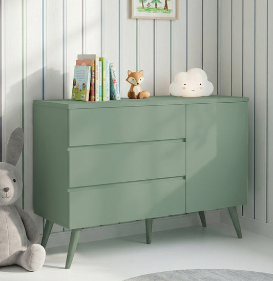 Cômoda de Bebê Viena com Porta Verde Jardim