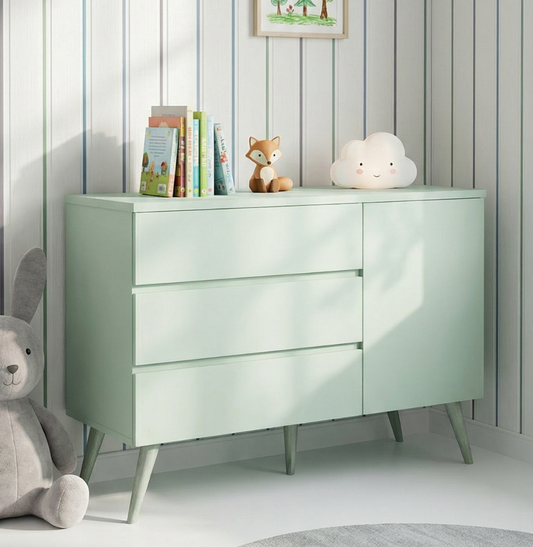 Cômoda de Bebê Viena com Porta Verde Jardim