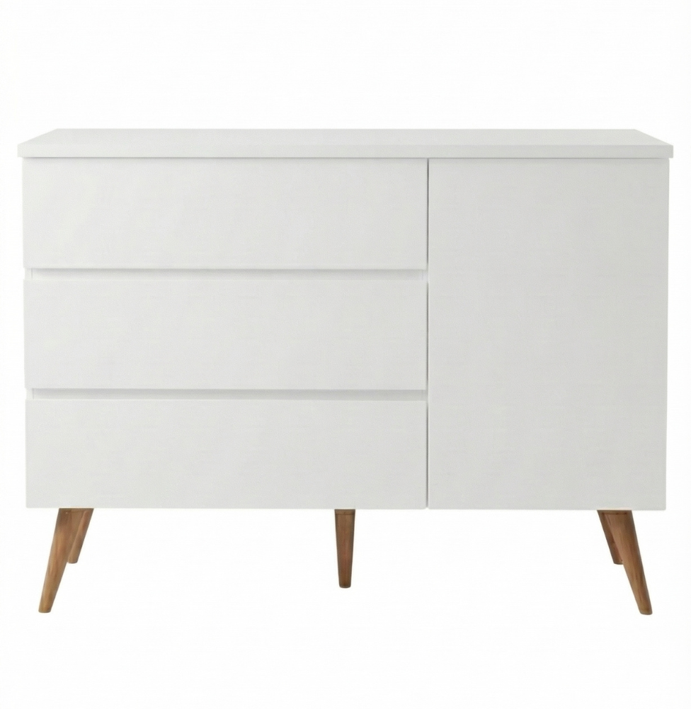 Cômoda de Bebê Viena com Porta Branco com Pé Mel