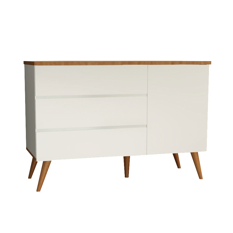 Cômoda de Bebê Viena com Porta Greige com Pé e Tampo Mel