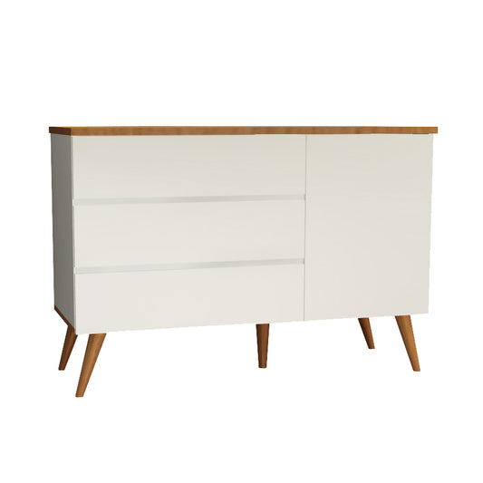 Cômoda de Bebê Viena com Porta Greige com Pé e Tampo Mel