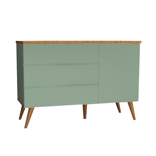 Cômoda de Bebê Viena com Porta Verde Jardim com Pé e Tampo Mel