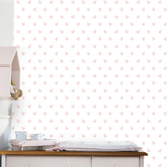 Papel de Parede Coração Rabiscado Rosa Claro
