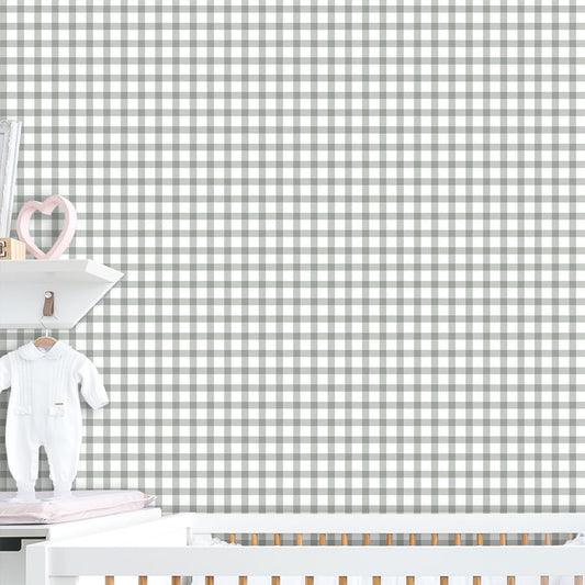 Papel de Parede Infantil Vichy Cinza Claro