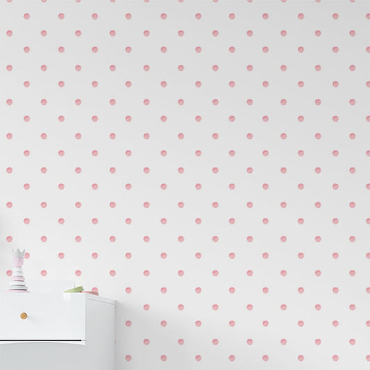 Papel de Parede Infantil Poá Aquarela Rosa Clássico