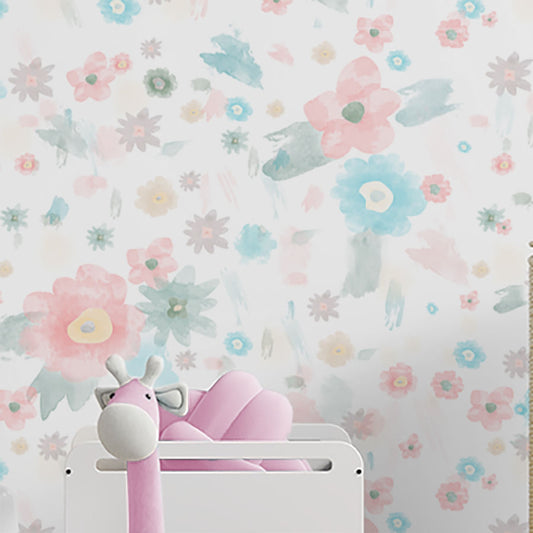 Papel de Parede Infantil Floral Aquarelado