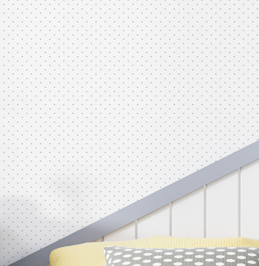 Papel de Parede Infantil Mini Poá Azul Clássico