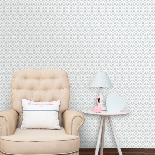 Papel de Parede Infantil Onda Invertido Azul Claro