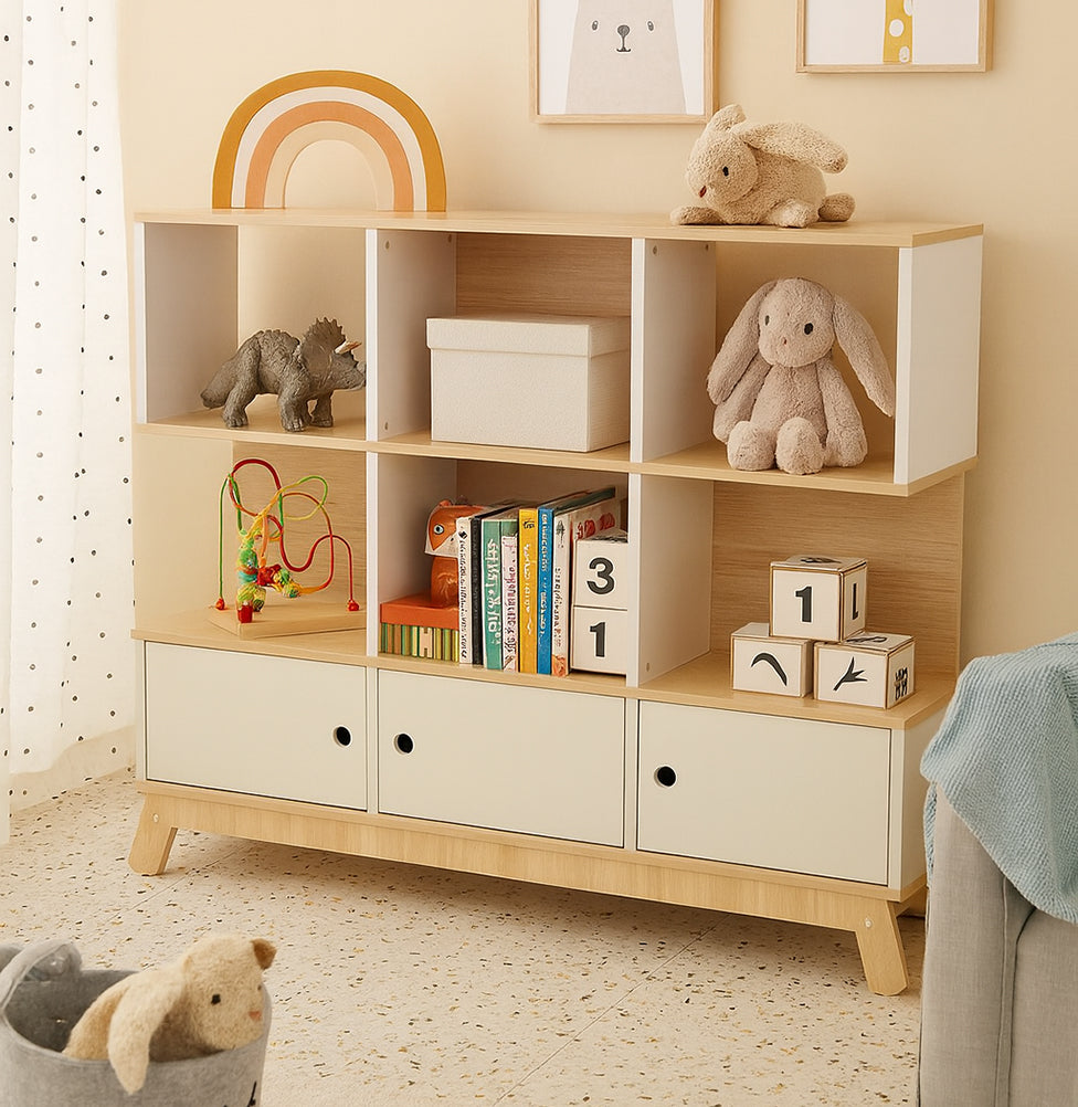 Estante Papaya Branco e Carvalho