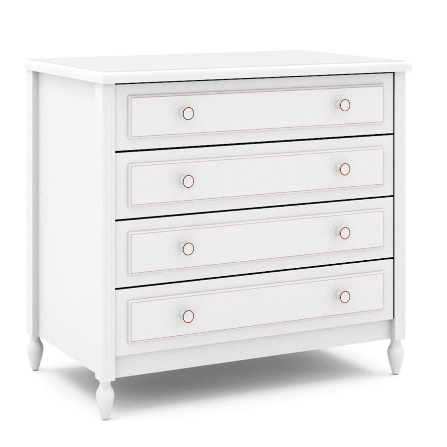Cômoda de Bebê La Vie Branco Provençal 4 Gavetas