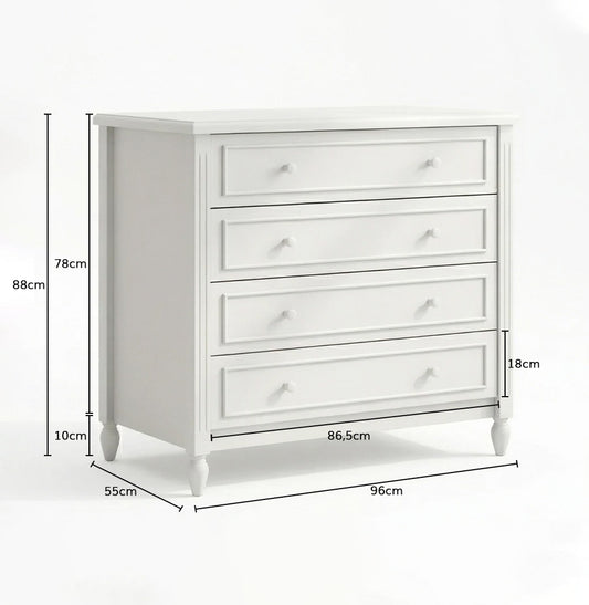 Cômoda de Bebê La Vie Branco Fosco 4 Gavetas