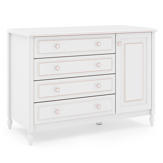 Cômoda de Bebê La Vie Branco Provençal 4 Gavetas e Porta