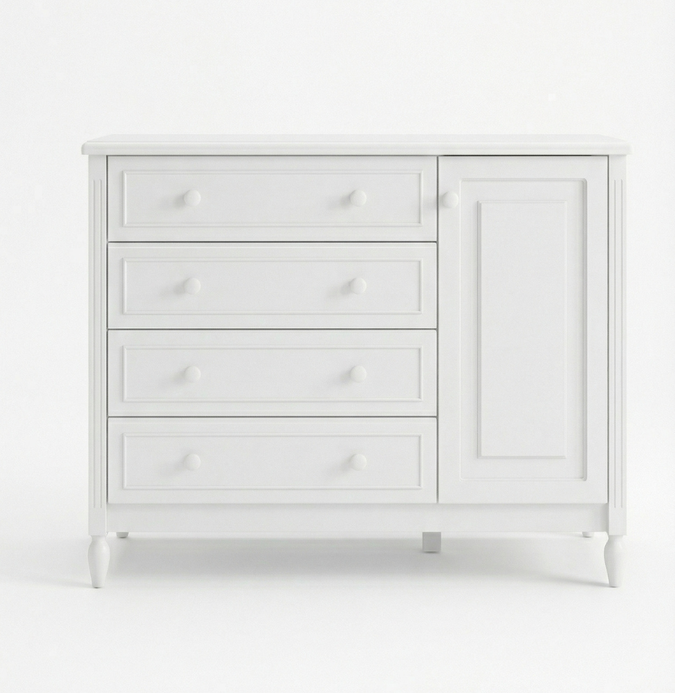 Cômoda de Bebê La Vie Branco Fosco 4 Gavetas e Porta