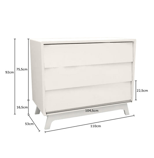 Cômoda de Bebê Raika 3 Gavetas Branco