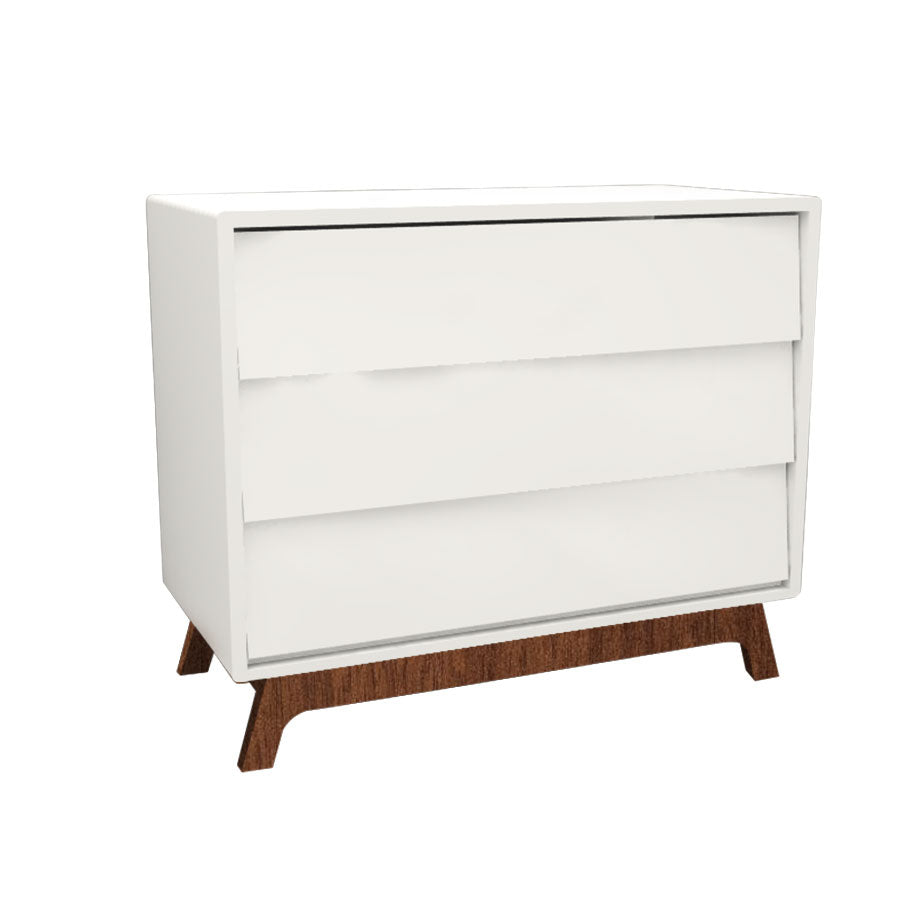 Cômoda de Bebê Raika 3 Gavetas Branco com Pé Mel