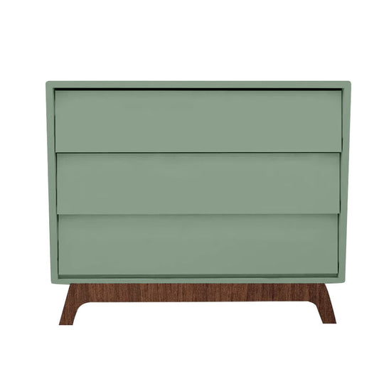 Cômoda de Bebê Raika 3 Gavetas Verde Jardim com Pé Mel