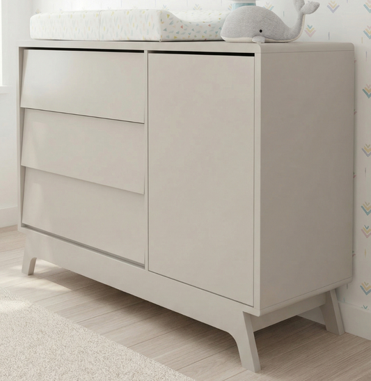 Cômoda de Bebê Raika Com Porta Greige
