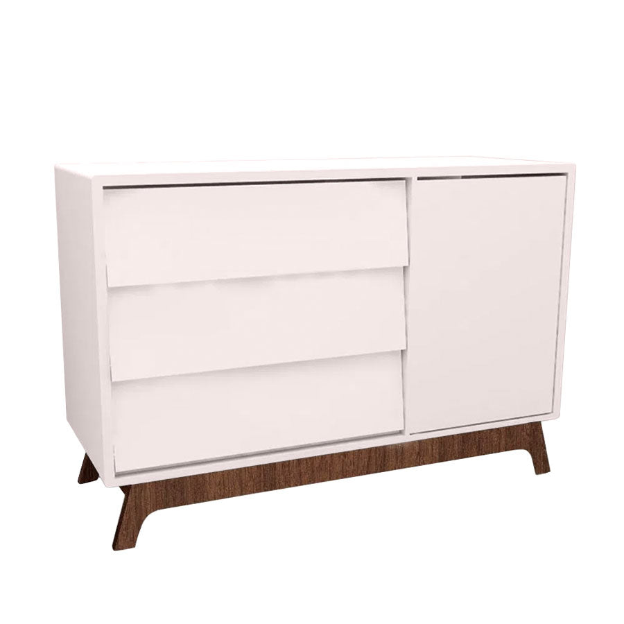 Cômoda de Bebê Raika com Porta Rosa Claro e Pé Mel