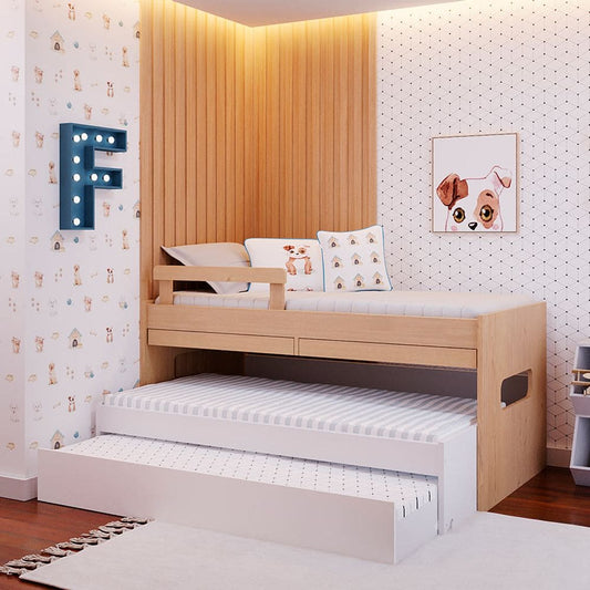 Beliche Multi com Cama Auxiliar e Mesa de Estudo Carvalho