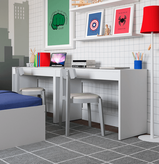 Escrivaninha Up Branca 2 Gavetas Brancas