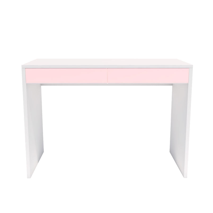 Escrivaninha Up Branca 2 Gavetas Rosa