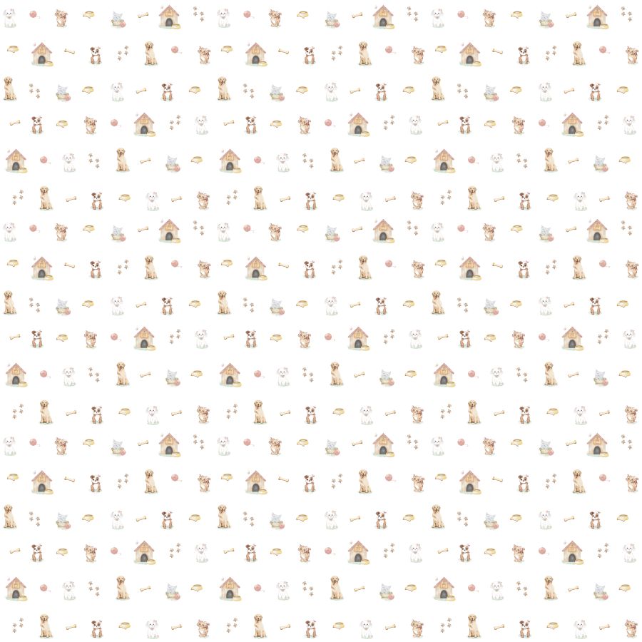 Papel de Parede Infantil Cachorrinhos Rosa