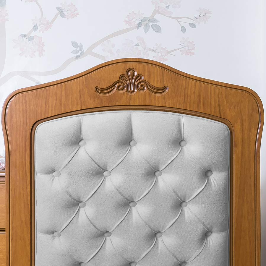 Berço Nóbile Madeira com Capitonê Bege
