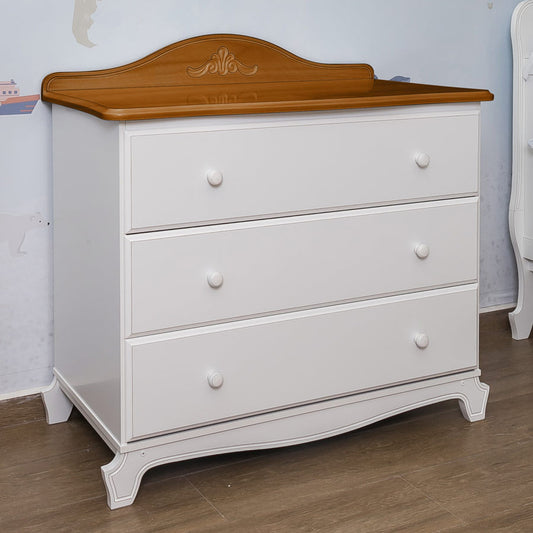 Cômoda Nóbile Branco Provençal e Madeira 3 Gavetas