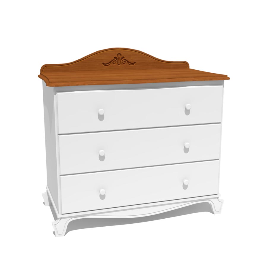 Cômoda Nóbile Branco Provençal e Madeira 3 Gavetas