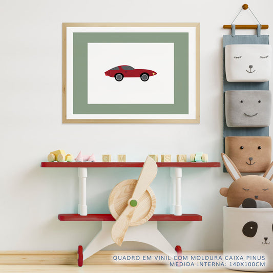 Quadro Infantil Carro Vermelho