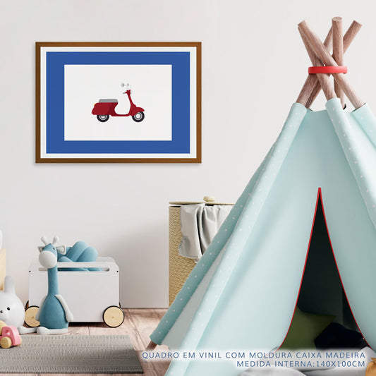 Quadro Infantil Lambreta Vermelho