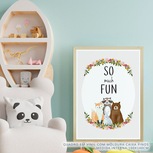 Quadro Infantil Animais So Much Fun Cru