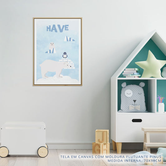 Quadro Infantil Animais Have Azul