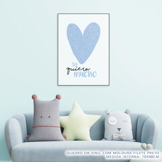 Quadro Infantil Te Quiero Mucho Azul