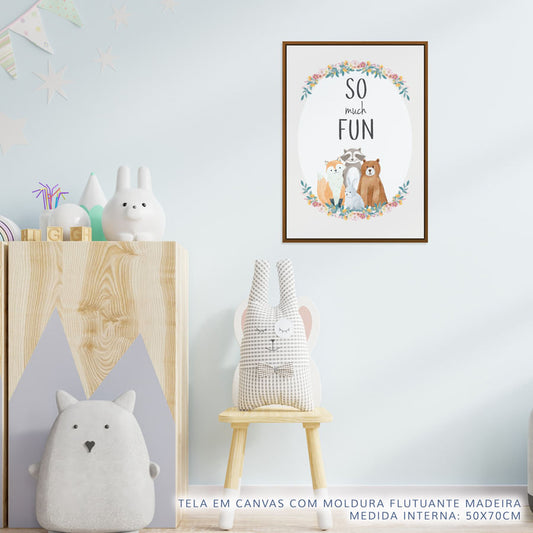 Quadro Infantil Animais So Much Fun Malva