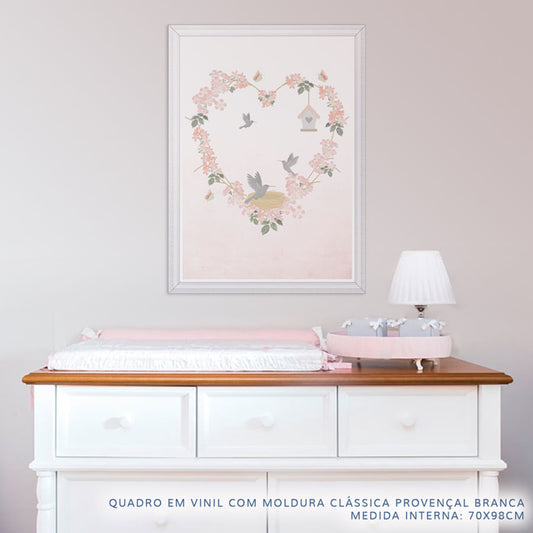 Quadro Infantil Jardim Liv Guirlanda Rosa