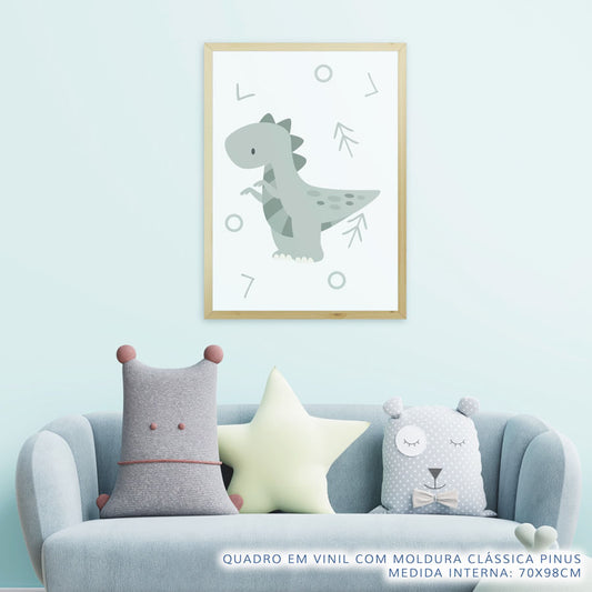 Quadro Infantil Dino T Rex Cinza