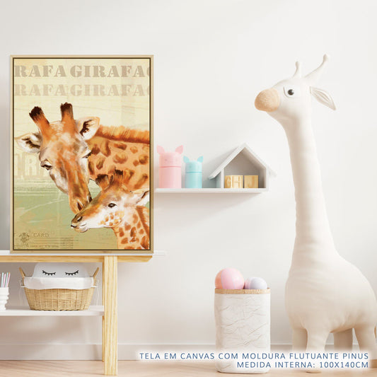 Quadro Infantil Girafa Filhote Amarelo