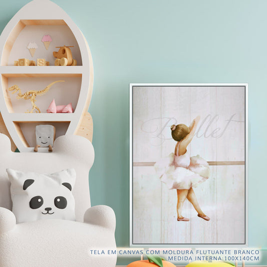 Quadro Infantil Bailarina de Lado Rosa