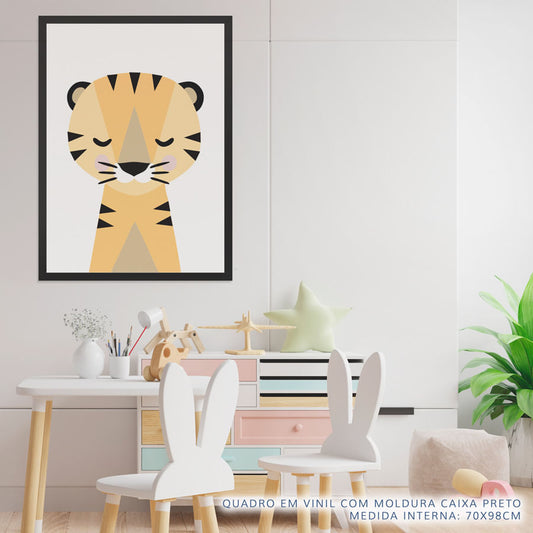 Quadro Infantil Tigre Moderno Amarelo