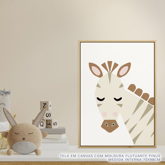 Quadro Infantil Zebra Moderna Bege