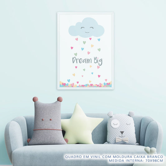 Quadro Infantil Nuvem Dream Big Color Rosa
