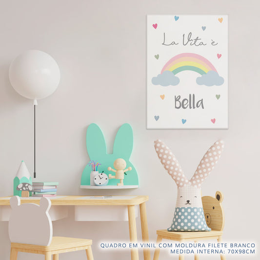 Quadro Infantil La Vita È Bella Color Rosa